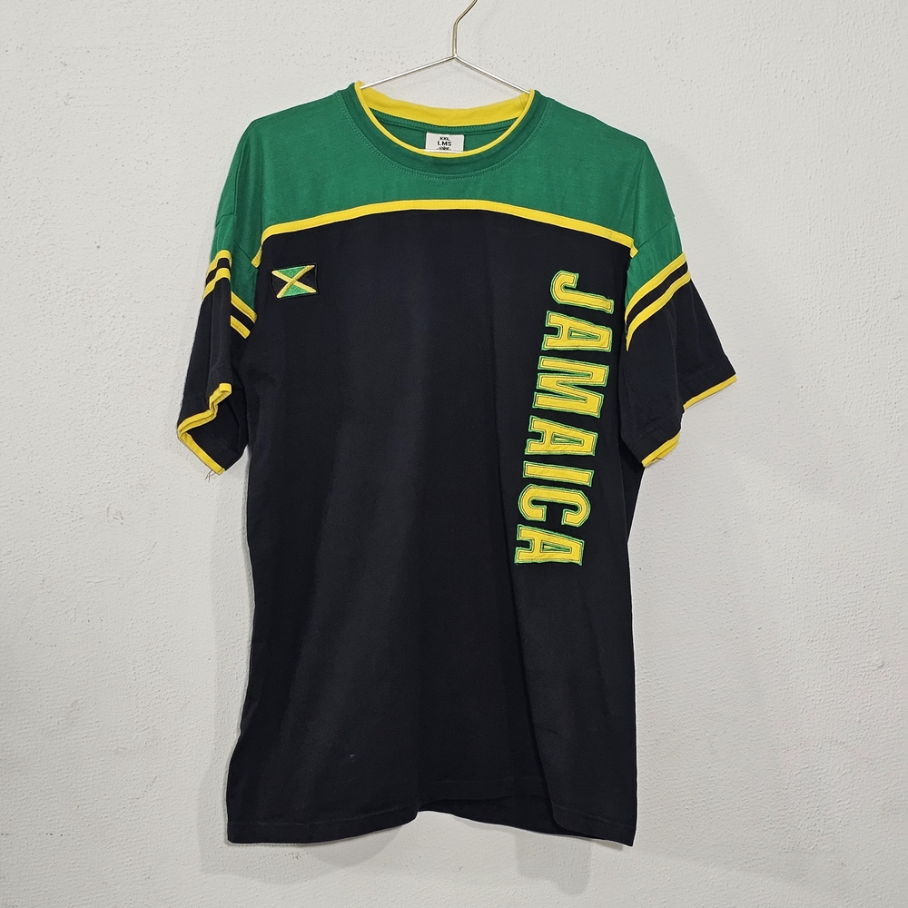 Jamaica Vintage Embroidered T-shirt Black Green Yellow Size XXL - Picture 3 of 10